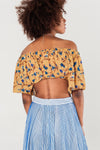 Off Shoulder Floral Crop Top in Mustard