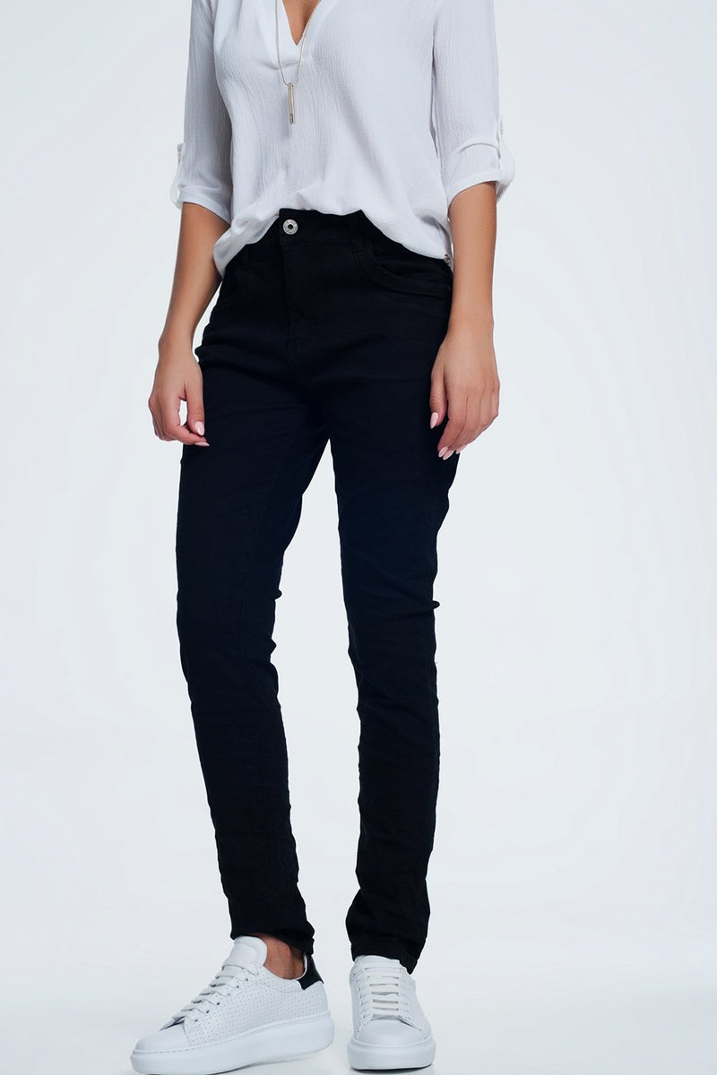 Drop Crotch Skinny Jean in Black