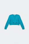 Pointelle Knitted Cardi in Blue