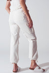 Straight Leg Cargo Pants in White