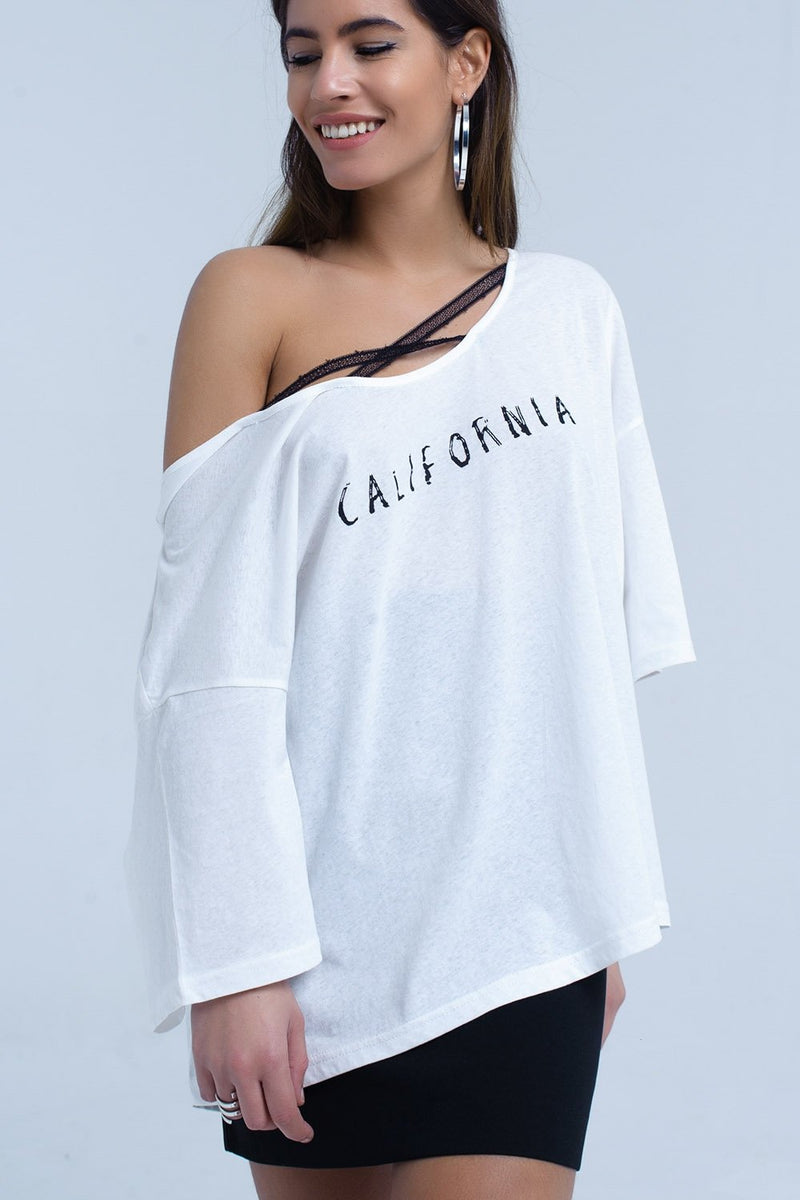 White T-Shirt With California Logo