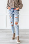 Girl Gang Stone Washed Distressed Jeans