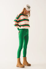 High Waisted Skinny Jeans in Green