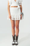 Broderie Frill Mini Skirt in White