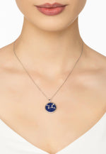 Zodiac Lapis Lazuli Gemstone Star Constellation Pendant Necklace Silver Virgo