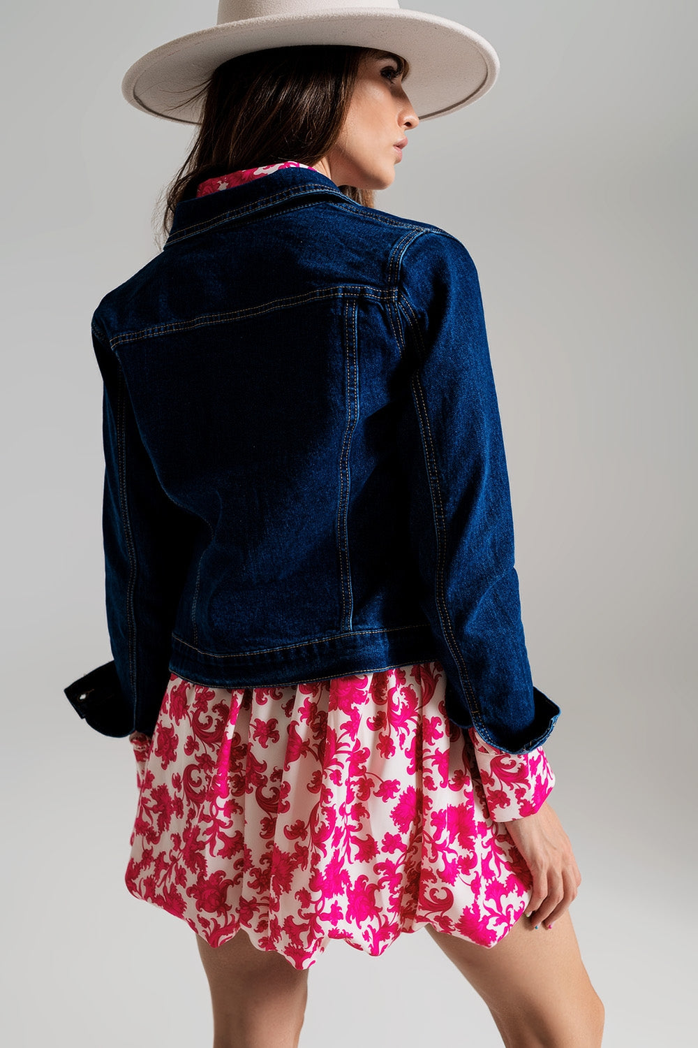 Basic Stretch Denim Jacket in Dark Wash