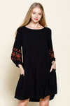 Embroidered Long Sleeve Dress