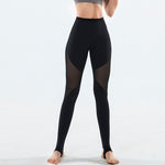 High waist sexy mesh stitching yoga step pants