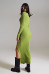 Maxi Green Knitted Dress With a Lime Green