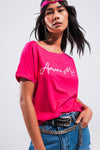 Amore Mio Slogan Tee in Fuchsia