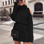 Chill Out Open Shoulder Knitted Sweater Dress