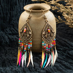 Rainbow Feather Dangle Earrings