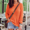 Autumn Orange Solid Casual Knitted Sweater