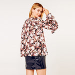 Long Puff Sleeve Buttons Chiffon Top