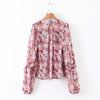 Long Puff Sleeve Buttons Chiffon Top