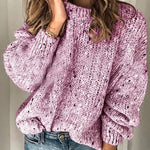 2XL Sweater Women Fashion O Neck Loose Knitted Sweater 2019 Ladies Long Sleeve Tops Pullover Casual Autumn Winter Sweater Jumper