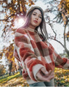 Casual lamb wool plaid sweaters women pollovers loose female autumn winter loose lady coat