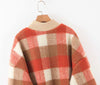 Casual lamb wool plaid sweaters women pollovers loose female autumn winter loose lady coat