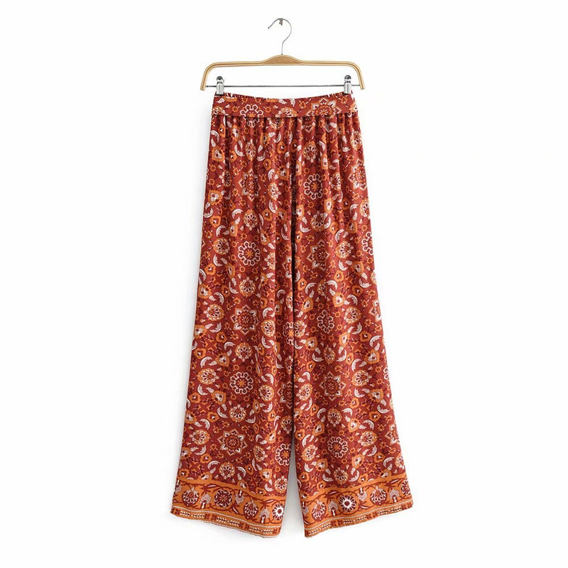 Floral Printed Hippie Wide Leg Pant