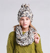 CLIMATE Women Winter Hat And Scarf Set Warm Girls Lady Knit Pompom Beanie Sacrf Sets Women Bonnet Collar Pom Hat Scarf Hat Sets