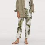 Palm Print Straight Trousers