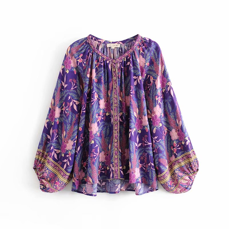 Long Sleeve Rayon Bohemian Blouse