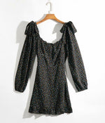 Black Chiffon Polka Dot Dress