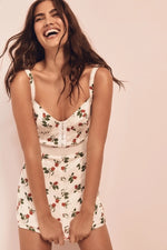 New Floral Zipper Chic Mini Dress