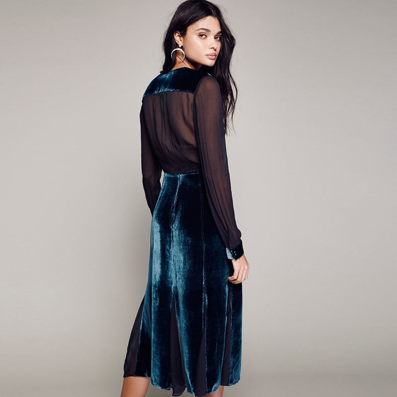 Cannot Take My Eyes Off Velvet Dress