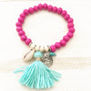 Scarlet Bohemian Tassel Wooden Beads Bracelet