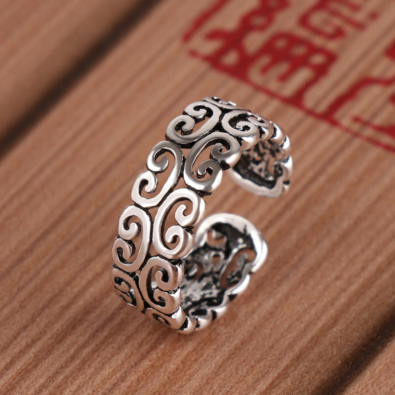 Lucky Pattern Sterling Silver Ring